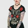 Jawbreaker Sugar Skull Black T-Shirt -Spooky Threads sugar skull black t shirt jawbreaker 300x