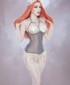 Burleska Sylvie Underbust Steel Boned Corset In Taffeta With Lace