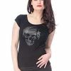 Queen Of Darkness T-Shirt With Black Skull Print -Spooky Threads t shirt with black skull print queen of darkness 300x