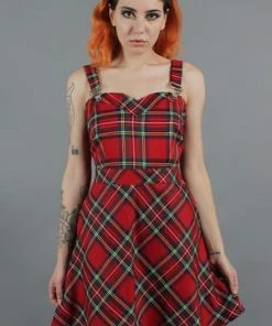 Jawbreaker Tartan Troublemaker Dungaree Style Dress -Spooky Threads tartan troublemaker dungaree style dress jawbreaker 4 300x