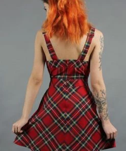 Jawbreaker Tartan Troublemaker Dungaree Style Dress -Spooky Threads tartan troublemaker dungaree style dress jawbreaker 5 300x