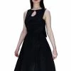 Dr Faust Tear Drop Black Raw Silk Midi Dress - Valentina -Spooky Threads tear drop black raw silk midi dress valentina dr faust 300x