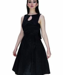Dr Faust Tear Drop Black Raw Silk Midi Dress - Valentina