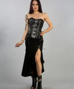 Burleska Temptress Long Skirt In Black Hosiery Cotton Mesh -Spooky Threads temptress long skirt in black hosiery cotton mesh burleska 3 300x