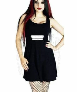 Dr Faust Three Military Stripes Black Mini Dress - Jaelynn