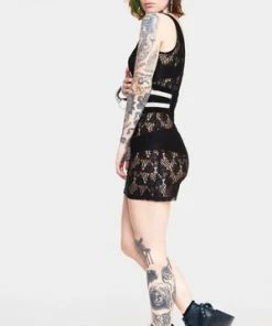 Jawbreaker Tied Up In Lace Cross Front Dress -Spooky Threads tied up in lace cross front dress jawbreaker 4 300x