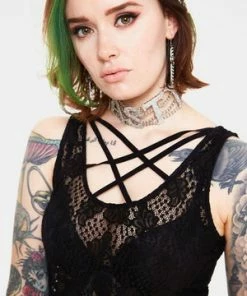 Jawbreaker Tied Up In Lace Cross Front Dress -Spooky Threads tied up in lace cross front dress jawbreaker 5 300x
