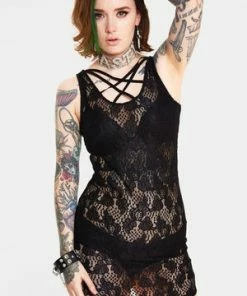 Jawbreaker Tied Up In Lace Cross Front Dress