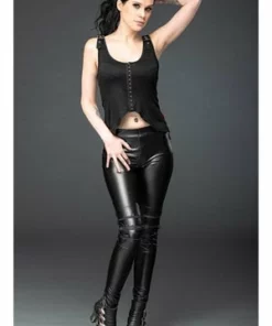 Queen Of Darkness Tight Wet-Look Trousers With Decorative Zips -Spooky Threads tight wet look trousers with decorative zips queen of darkness 7 300x