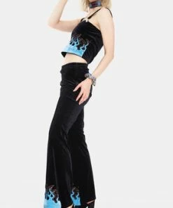 Jawbreaker Too Hot To Handle Flame Flared Trousers -Spooky Threads too hot to handle flame flared trousers jawbreaker 4 300x