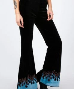 Jawbreaker Too Hot To Handle Flame Flared Trousers -Spooky Threads too hot to handle flame flared trousers jawbreaker 6 300x