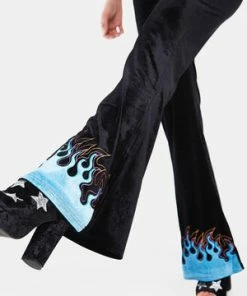 Jawbreaker Too Hot To Handle Flame Flared Trousers -Spooky Threads too hot to handle flame flared trousers jawbreaker 7 300x