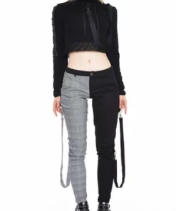 Jawbreaker Houndstooth Check Half & Half Bondage Trousers