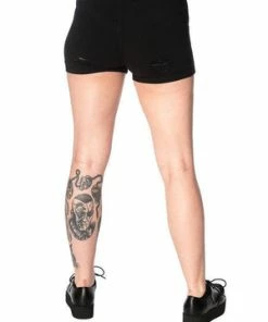 Banned Trashed & Ragged Shorts -Spooky Threads trashed ragged shorts banned 2 300x