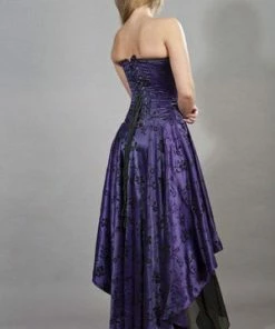 Burleska Valerie High Low Corset Dress In Satin Flock -Spooky Threads valerie high low corset dress in satin flock burleska 8 300x