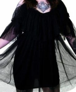 Dr Faust Vapour Mesh Black Sheer Mini Dress - Cardi -Spooky Threads vapour mesh black sheer mini dress cardi dr faust 3 300x