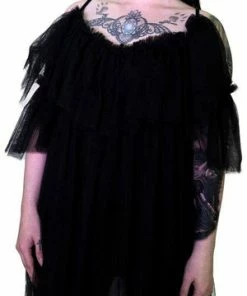 Dr Faust Vapour Mesh Black Sheer Mini Dress - Cardi