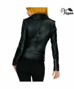 Dr Faust Vegan Leather Black Biker Jacket - Augusta -Spooky Threads vegan leather black biker jacket augusta dr faust 3 300x