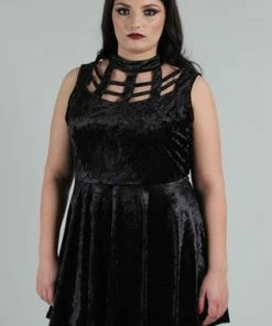Jawbreaker Veleveteen Dream Caged Neck Mini Dress -Spooky Threads veleveteen dream caged neck mini dress jawbreaker 5 300x