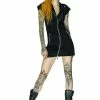 Dr Faust Velvet Lining Black Biker Mini Dress - Charlotte -Spooky Threads velvet lining black biker mini dress charlotte dr faust 300x
