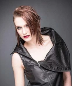 Queen Of Darkness Vest With Big Collar And Asymmetric Zipper -Spooky Threads vest with big collar and asymmetric zipper queen of darkness 5 300x