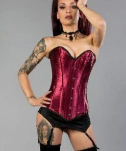 Burleska Victorian Overbust Steel Boned Long Line Corset In Satin