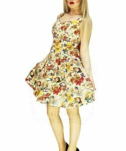 Dr Faust Vintage Tattoos 50s Retro Pastel Midi Dress - Faith