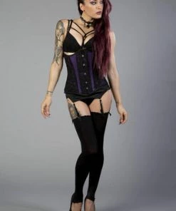 Burleska Vivienne Underbust Steel Boned Corset In Taffeta With Black Lace Overlay -Spooky Threads vivienne underbust steel boned corset in taffeta with black lace overlay burleska 21 300x