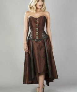 Burleska Warrior Overbust Steampunk Corset In Taffeta & Matte Hip Panels -Spooky Threads warrior overbust steampunk corset in taffeta matte hip panels burleska 3 300x