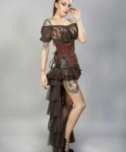 Burleska Warrior Underbust Steel Boned Corset In Taffeta With Matte Hip Panels -Spooky Threads warrior underbust steel boned corset in taffeta with matte hip panels burleska 12 300x