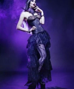 Burleska Warrior Underbust Steel Boned Corset In Taffeta With Matte Hip Panels -Spooky Threads warrior underbust steel boned corset in taffeta with matte hip panels burleska 4 300x