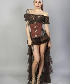 Burleska Warrior Underbust Steel Boned Corset In Taffeta With Matte Hip Panels -Spooky Threads warrior underbust steel boned corset in taffeta with matte hip panels burleska 6 300x