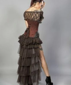 Burleska Warrior Underbust Steel Boned Corset In Taffeta With Matte Hip Panels -Spooky Threads warrior underbust steel boned corset in taffeta with matte hip panels burleska 7 300x