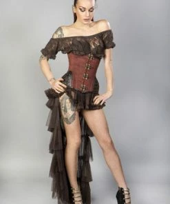 Burleska Warrior Underbust Steel Boned Corset In Taffeta With Matte Hip Panels -Spooky Threads warrior underbust steel boned corset in taffeta with matte hip panels burleska 8 300x