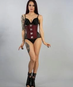 Burleska Warrior Underbust Steel Boned Corset In Taffeta With Matte Hip Panels -Spooky Threads warrior underbust steel boned corset in taffeta with matte hip panels burleska 9 300x