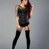 Burleska Warrior Underbust Steel Boned Corset In Taffeta With Matte Hip Panels -Spooky Threads warrior underbust steel boned corset in taffeta with matte hip panels burleska 300x