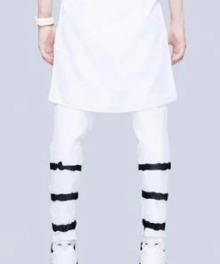 Long Clothing White Clip Pants - Unisex -Spooky Threads white clip pants unisex long clothing 2 300x