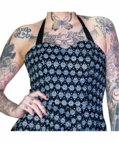 Dr Faust White Eye Of Sauron Black Mini Dress - Nathalia -Spooky Threads white eye of sauron black mini dress nathalia dr faust 3 300x