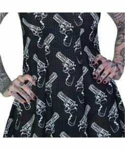 Dr Faust White Guns Dangerous Black Sheer Mini Dress - Melanie -Spooky Threads white guns dangerous black sheer mini dress melanie dr faust 3 300x