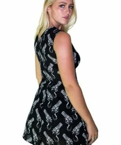 Dr Faust White Guns Dangerous Black Sheer Mini Dress - Melanie -Spooky Threads white guns dangerous black sheer mini dress melanie dr faust 4 300x