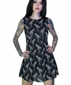 Dr Faust White Guns Dangerous Black Sheer Mini Dress - Melanie