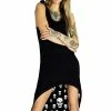 Dr Faust White Inner Skulls Nu Goth Black High-Low Dress - Raven -Spooky Threads white inner skulls nu goth black high low dress raven dr faust 300x