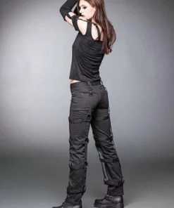 Queen Of Darkness Women's Trousers With O-Rings And Belts -Spooky Threads womens trousers with o rings and belts queen of darkness 3 300x