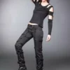 Queen Of Darkness Women's Trousers With O-Rings And Belts -Spooky Threads womens trousers with o rings and belts queen of darkness 300x
