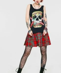 Jawbreaker Zombie Skull Burger Tie Back Top -Spooky Threads zombie skull burger tie back top jawbreaker 3 300x